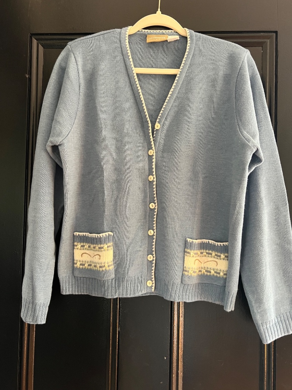 Liz Claiborne Knit Twinset with Delicate Ribbon and Embroidery Detail, XL - Picture 4 of 9